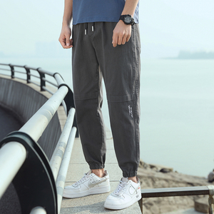 休闲裤男秋款宽松黑色裤子男工装直筒裤束脚九分裤子Z6606图片