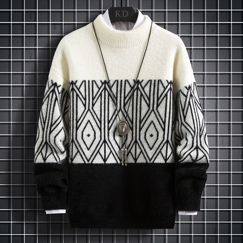 潮牌男士水貂毛针织衫宽松大码外穿毛衣秋冬保暖打底衫TY9958-P50，男装针织衫/毛衣，星座509