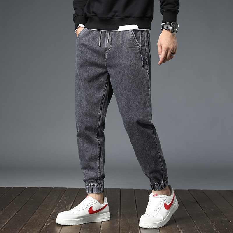 Jeans men's Korean version of Harlem pants slim fit men's jeans autumn and winter pants