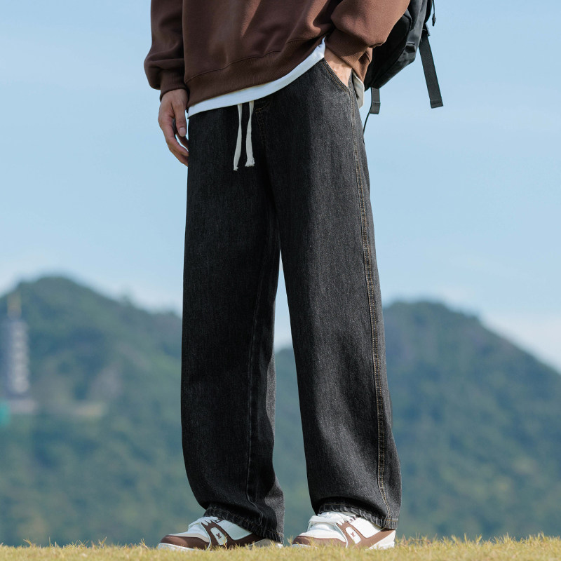 牛仔裤男秋季2024新款美式潮牌宽松直筒设计感休闲裤子男Z336-P35,男装牛仔裤,星座509