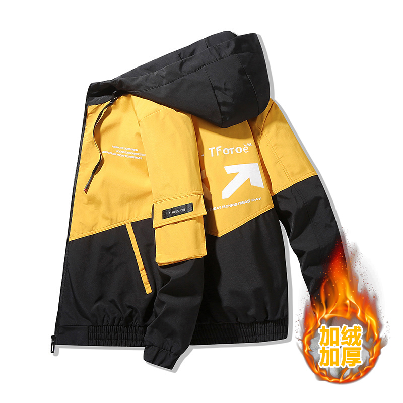 Winter Hooded Coat men's Plush warm men's clothing 2020 new loose work jacket