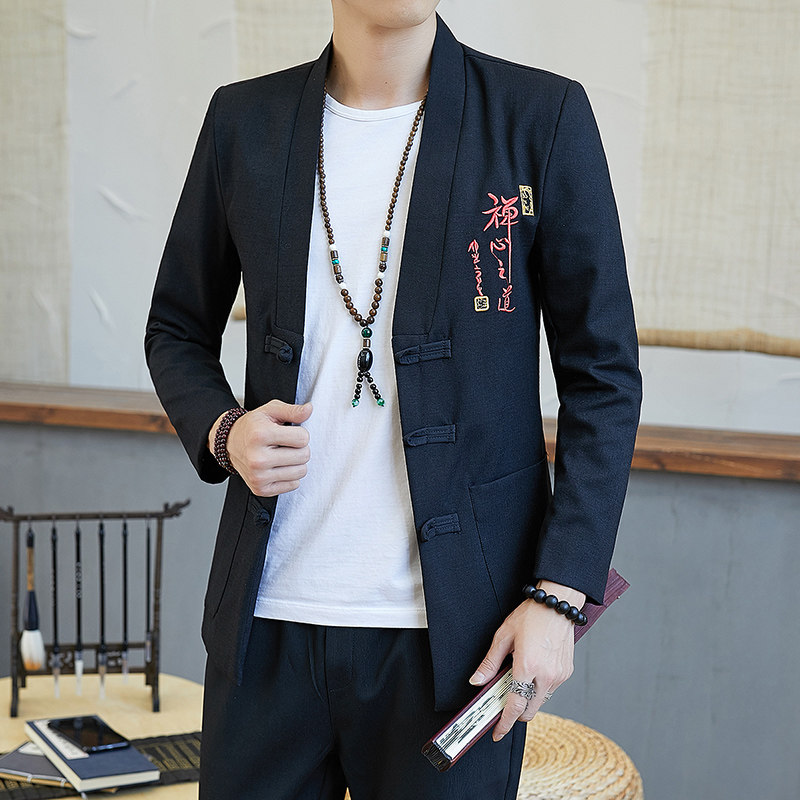 春季夹克长袖唐装中青年汉服中山装中国风盘扣复古男装YK803-P60图片