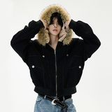 美式复古毛领座山雕连帽棉服外套冬季新款潮牌加厚棉衣YD03-P140，男装棉衣，星座509