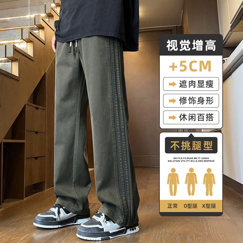 运动裤男秋冬潮牌高街宽松直筒条纹裤子新款美式休闲裤Z2354-P50,男装休闲裤,星座509
