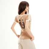 2026春季新款简约休闲风字母印花短袖T恤女撞色显瘦上衣YD282-P40，男装T恤，星座509