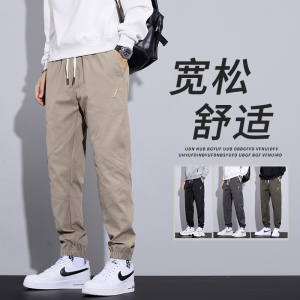 休闲裤男士秋天2025新款黑色宽松束脚工装裤潮牌运动裤子M620-P35