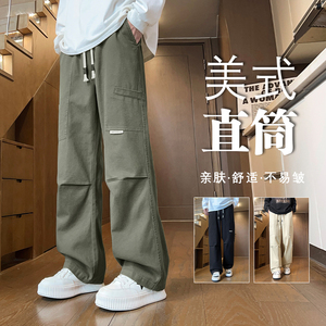 美式工装裤裤子男款秋冬潮牌宽松直筒vibe高街休闲长裤Z9852-P50图片
