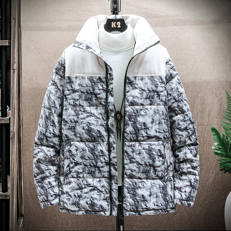 冬季立领棉服男2021新款迷彩加厚棉衣外套男拼色工装服HS668-P80图片