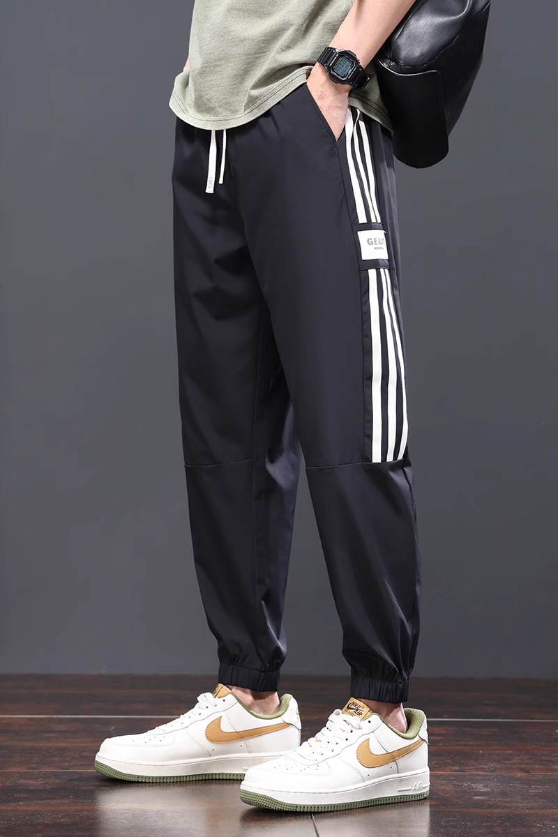 裤子男夏季潮牌侧边条纹宽松束脚裤子美式运动休闲长裤Z2317-P50,男装休闲裤,星座509