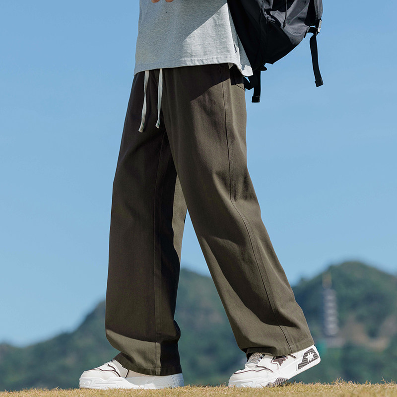纯棉休闲裤男秋冬直筒裤子2024新款潮牌松紧腰工装长裤Z2329-P50,男装休闲裤,星座509