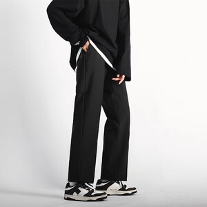 男士主推秋季拖地垂坠感阔腿裤ins潮直筒宽松休闲长裤子YZ20-P35图片