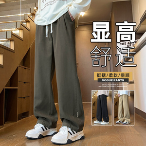 秋冬季简约百搭垂感阔腿拖地长裤男直筒宽松潮流休闲裤Z2328-P50图片