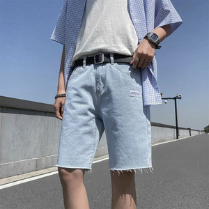 牛仔短裤男夏季薄款2021新款直筒中裤潮流潮牌五分裤子YD109图片