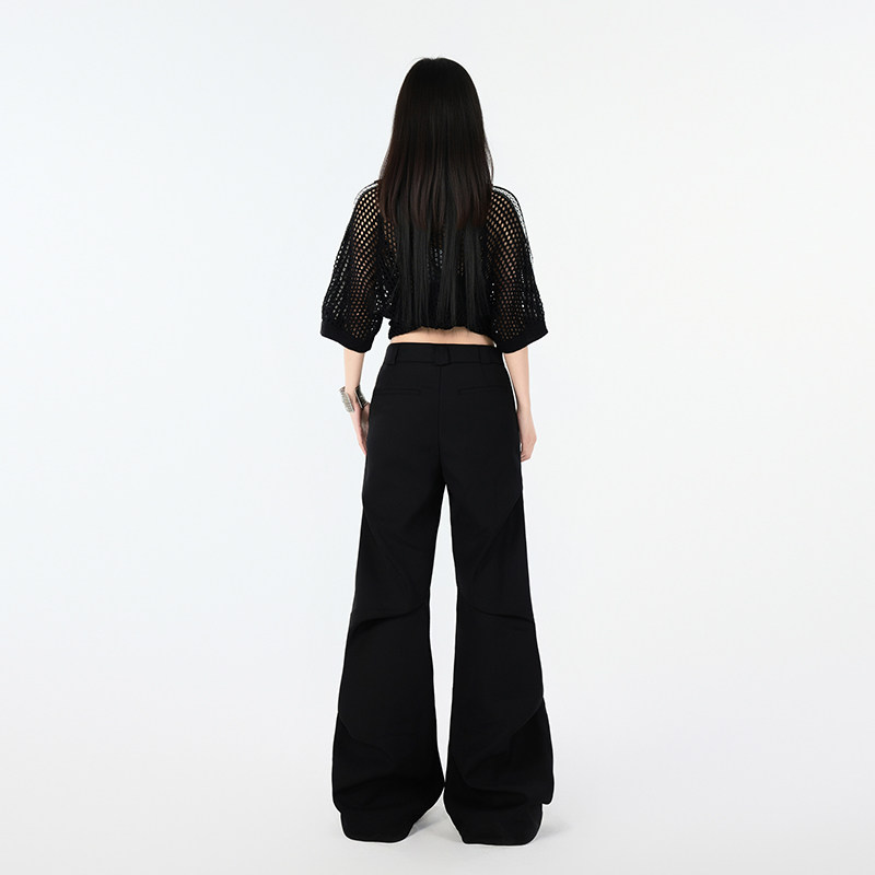香港白色高腰阔腿休闲裤2025新款秋季薄款宽松垂感裤子YD6616-P70,男装休闲裤,星座509
