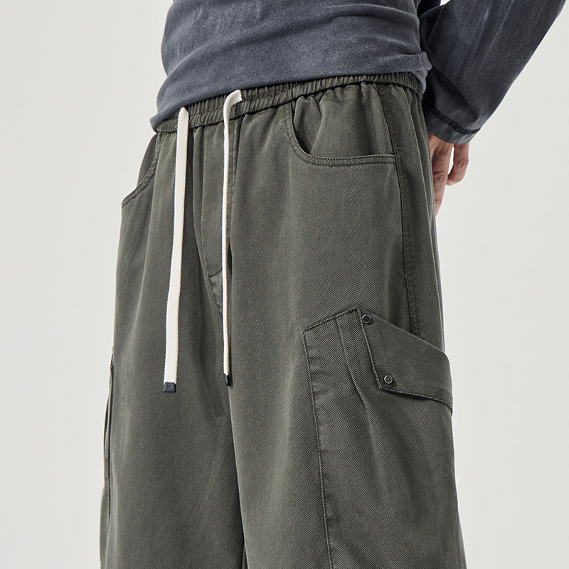 工装裤莱赛尔休闲裤男士秋冬潮复古宽松百搭长裤子新款Z2572-P50，男装工装外套，星座509