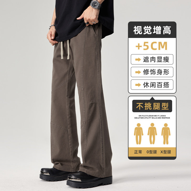 纯棉休闲裤男秋季新款宽松直筒美式工装阔腿微喇长裤子Z9871-P45图片