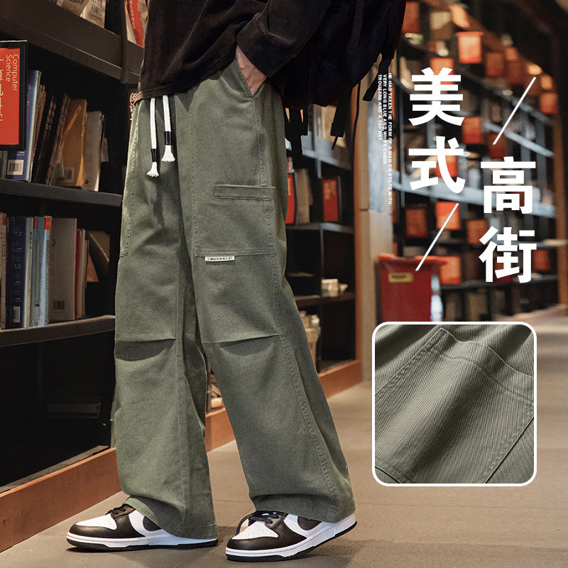 纯棉工装裤男2024秋冬休闲百搭纯棉长裤宽松运动直筒裤Z9852-P50图片