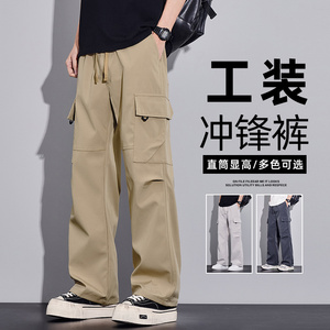 工装裤男直筒冲锋裤秋冬季2026新款潮牌美式休闲阔腿裤Z2536-P40图片