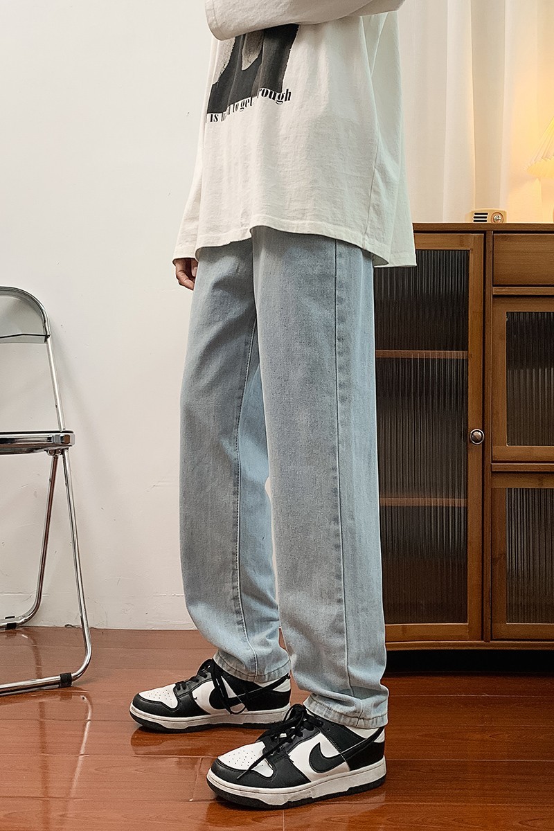 牛仔裤男生春秋季宽松直筒阔腿裤高街潮流K705-常规P35/加绒P45,男装牛仔裤,星座509