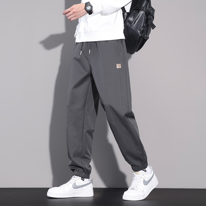 休闲裤男秋季百搭宽松束脚长裤2025新款松紧腰哈伦裤子N6802-P45图片