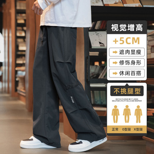 皱褶工装裤子男士2024秋季宽松直筒潮牌机能风休闲长裤Z9807A-P45图片