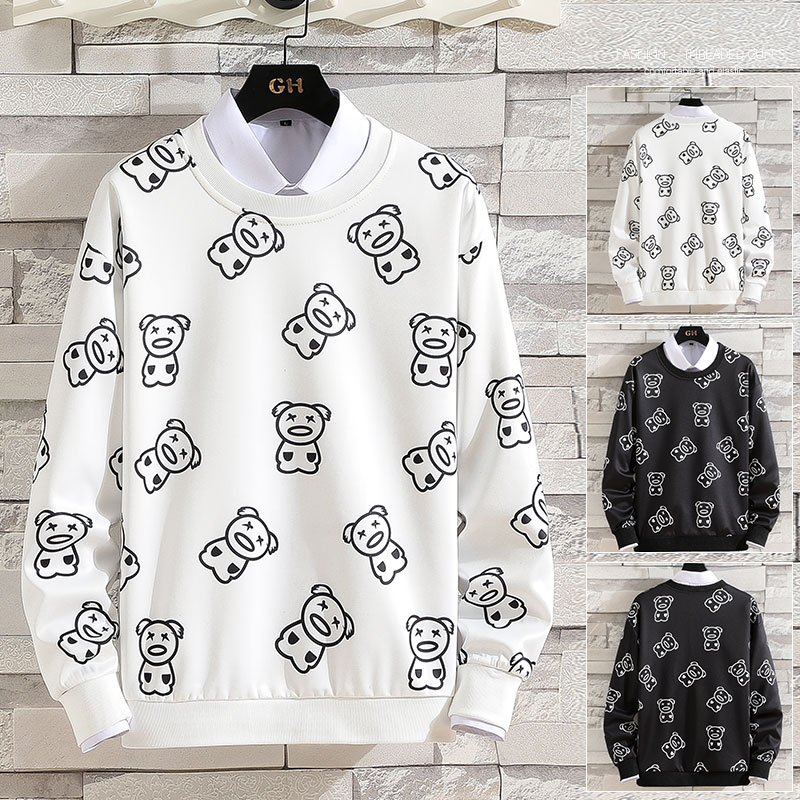 Sweater men's round neck upper garment spring long sleeve Korean fashion brand loose coat