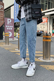 牛仔裤男2021新款宽松直筒港风九分裤子潮牌男生百搭长裤，男装牛仔裤，星座509