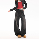 美式复古阔腿牛仔裤男女2026春季宽松显瘦阔腿弯刀长裤YD9079-P75，男装牛仔裤，星座509