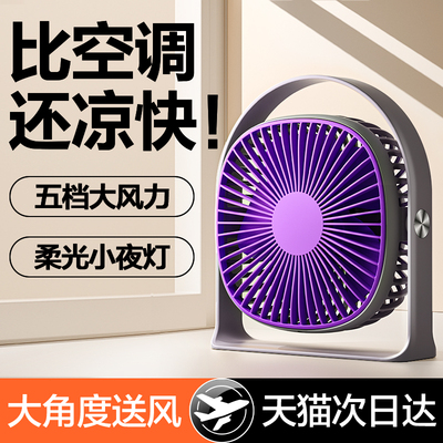 2024新款桌面风扇办公室大风力超静音便携式小型usb充电风扇台式电风扇宿舍学生空气循环迪士尼风扇超长续航