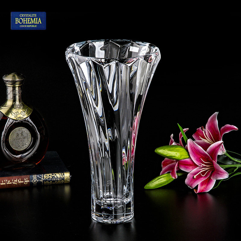 bohemia进口捷克高款水晶玻璃花瓶现代简约花瓶台面透明摆件花瓶