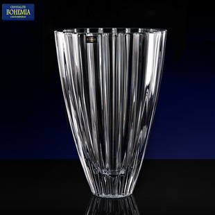花瓶摆件客厅插花透明水晶花瓶 BOHEMIA捷克玻璃花瓶 进口椭圆欧式