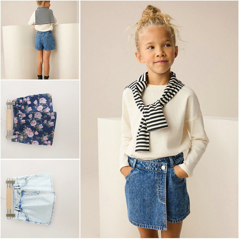 英国Next正品 26夏新品女童大女孩 牛仔休闲短裤半身裙子短裤裙