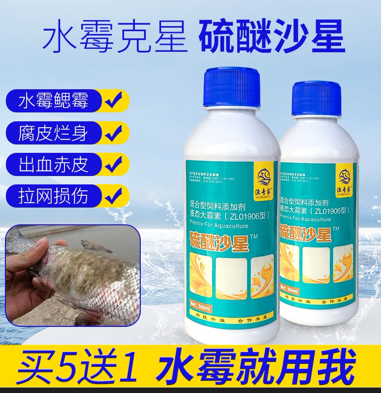 硫醚沙星水产养殖鱼塘用水霉病白毛腐皮烂鳃尾药真菌红克星水霉净