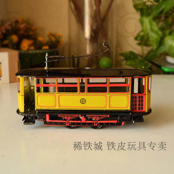 80后复古怀旧发条铁皮玩具道具出口经典怀旧收藏礼品摆件老式电车