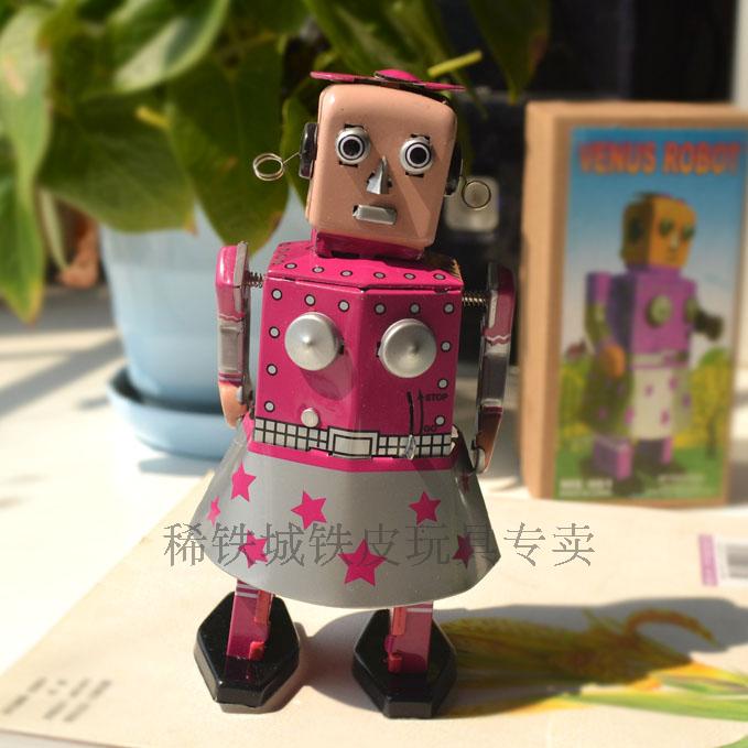 80后发条铁皮玩具出口经典怀旧复古收藏礼品儿童生日礼物女机器人