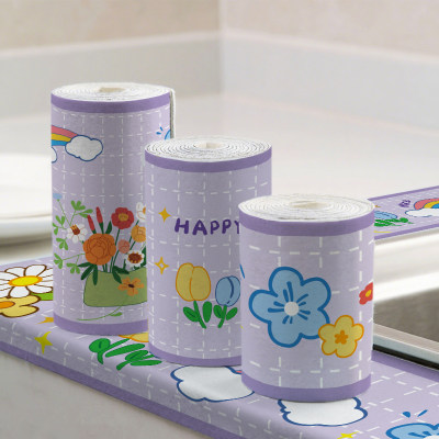 厨房台面沥水垫绒面贴纸灶台面紫色水槽洗碗置物防溅水防霉吸水贴