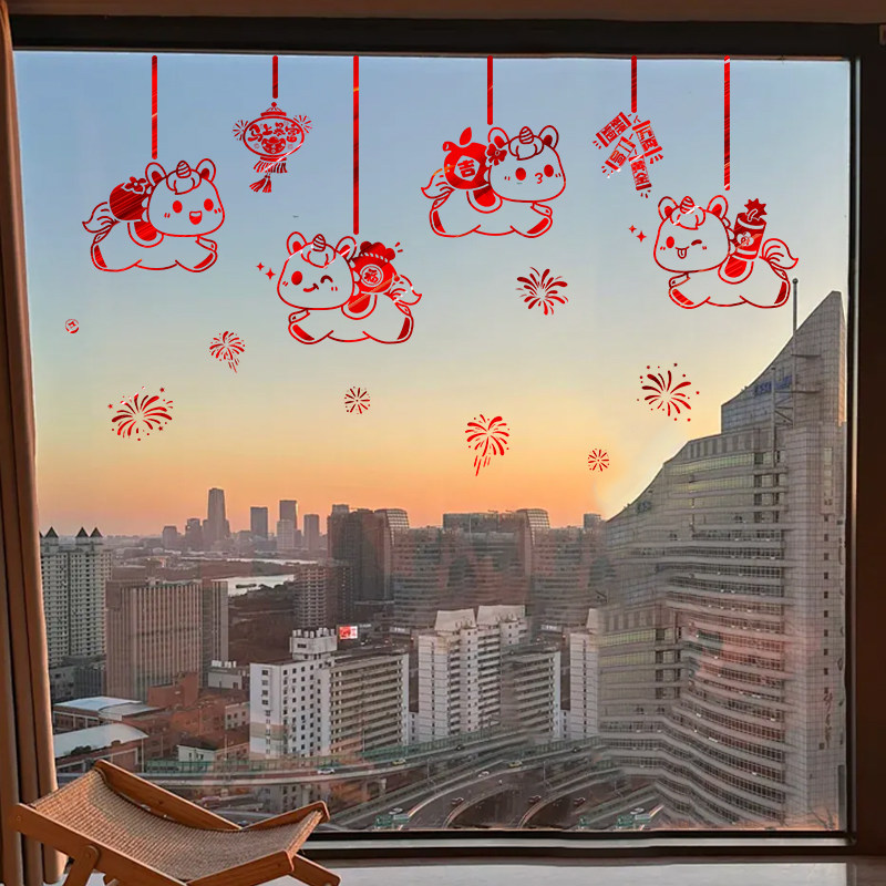 2025拉丝金高档窗贴画双面玻璃贴