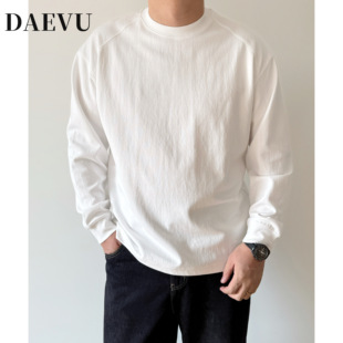 男装 舒适长袖 春新款 胖子加肥加大男款 T恤 纯色打底衫 大依无忧大码