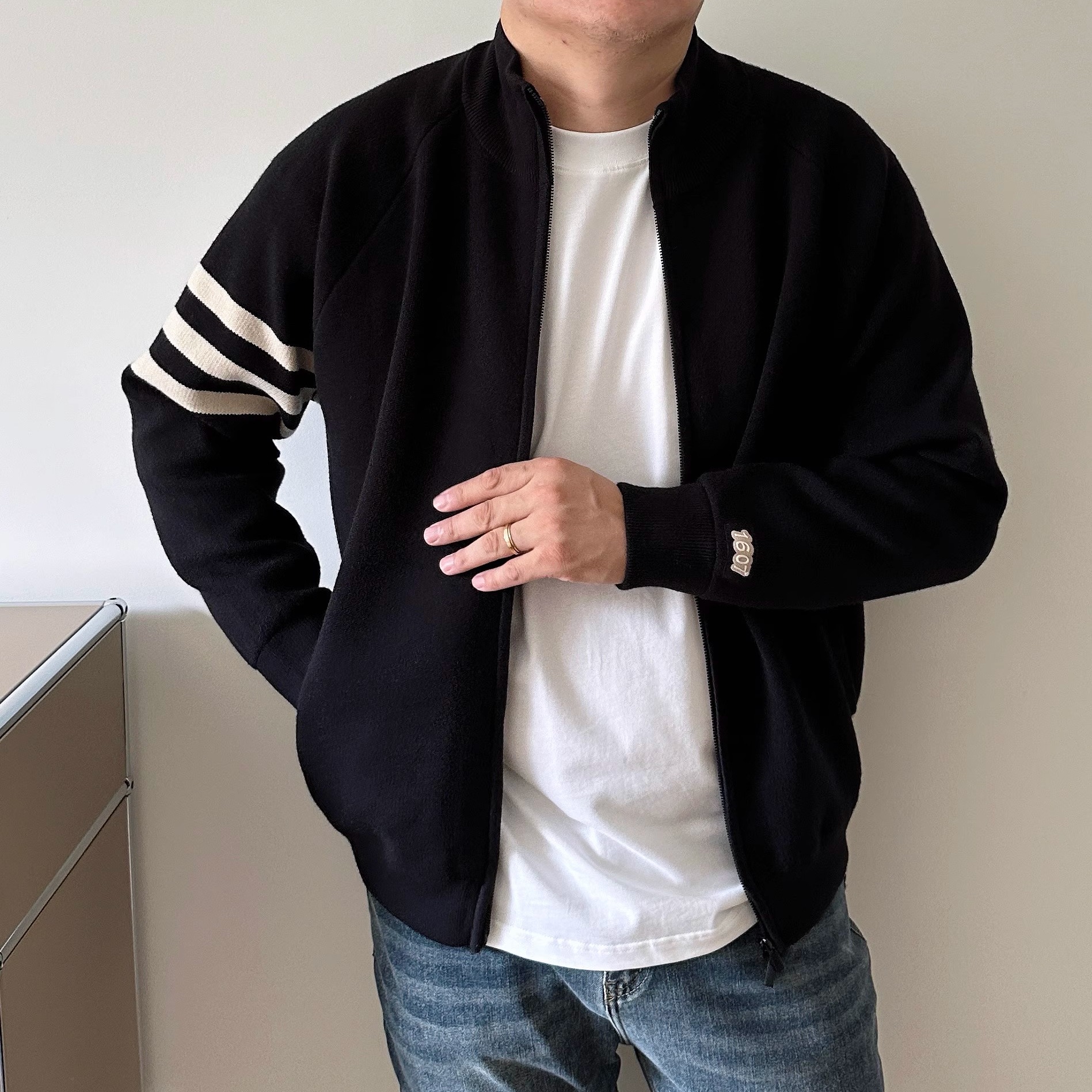 大依无忧针织开衫毛衣外套立领