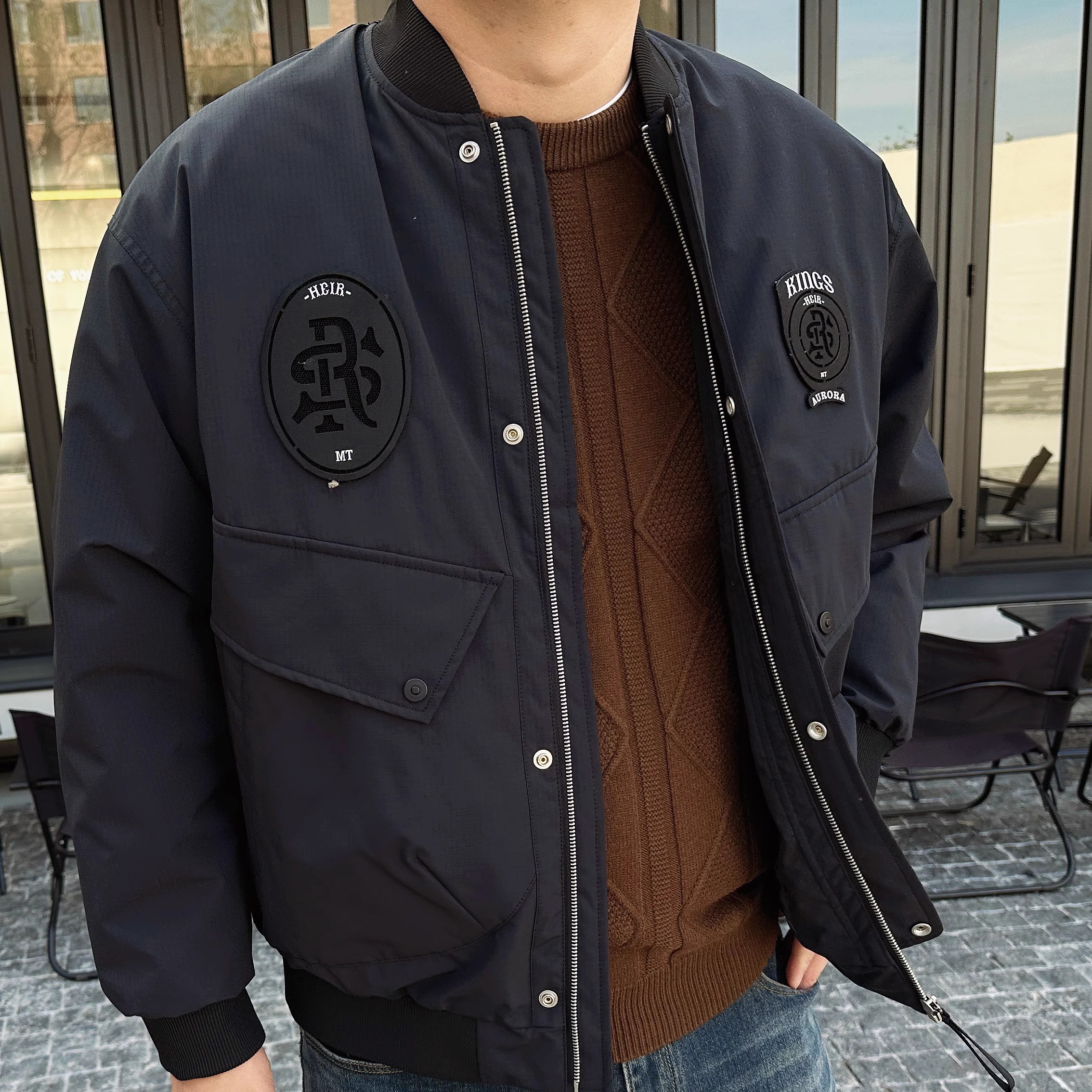 韩系图标棒球领短款羽绒服