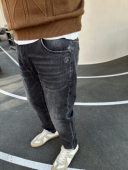 大依无忧秋新款 牛仔裤 黑灰水洗大号潮胖子弹力小脚加肥加大码 男款