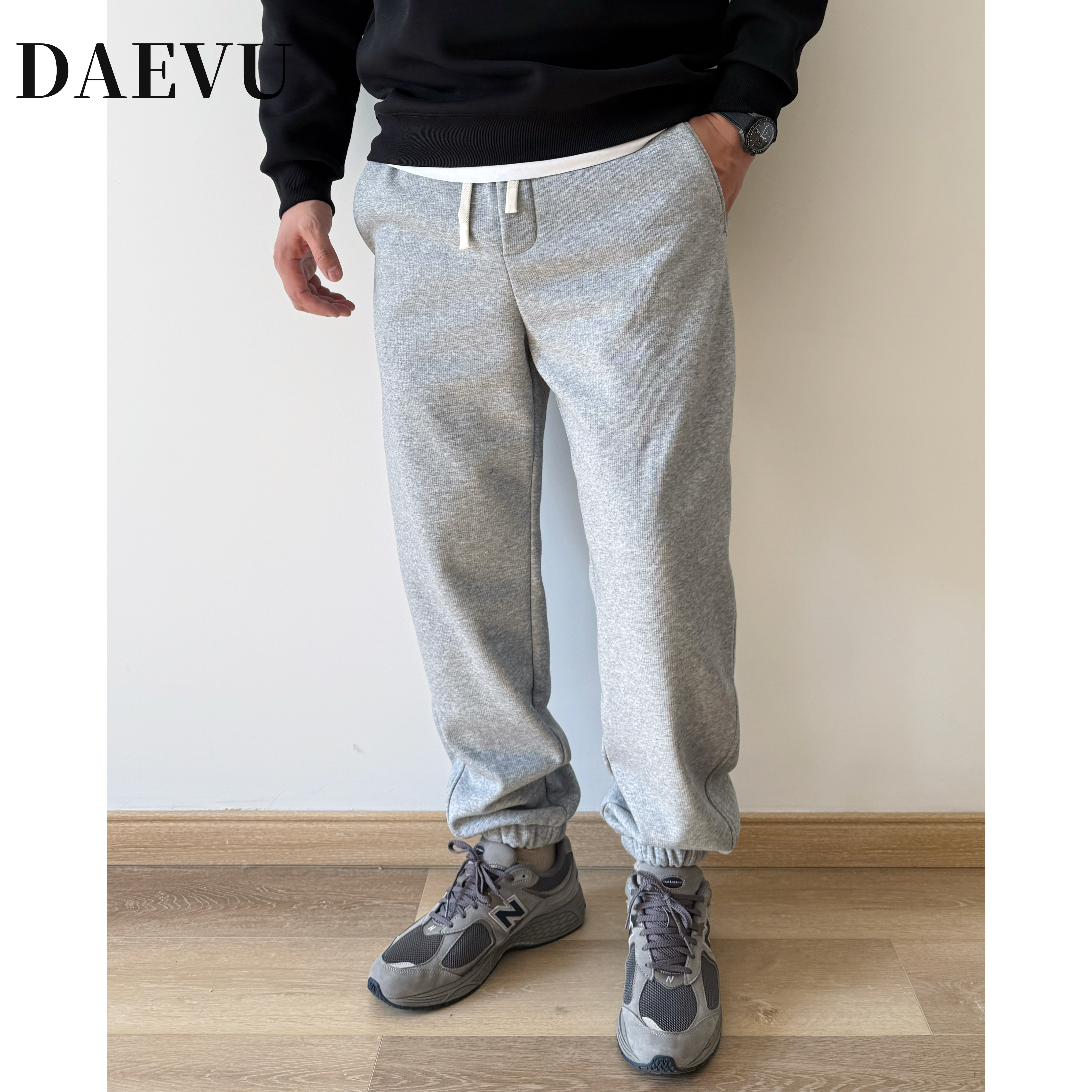 大依无忧大码加绒男裤冬季保暖运动裤胖子休闲裤宽松束脚加厚卫裤