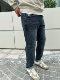 DAEVU春秋新款 牛仔裤 灰蓝水洗大号潮胖子弹力加肥加大码 男士