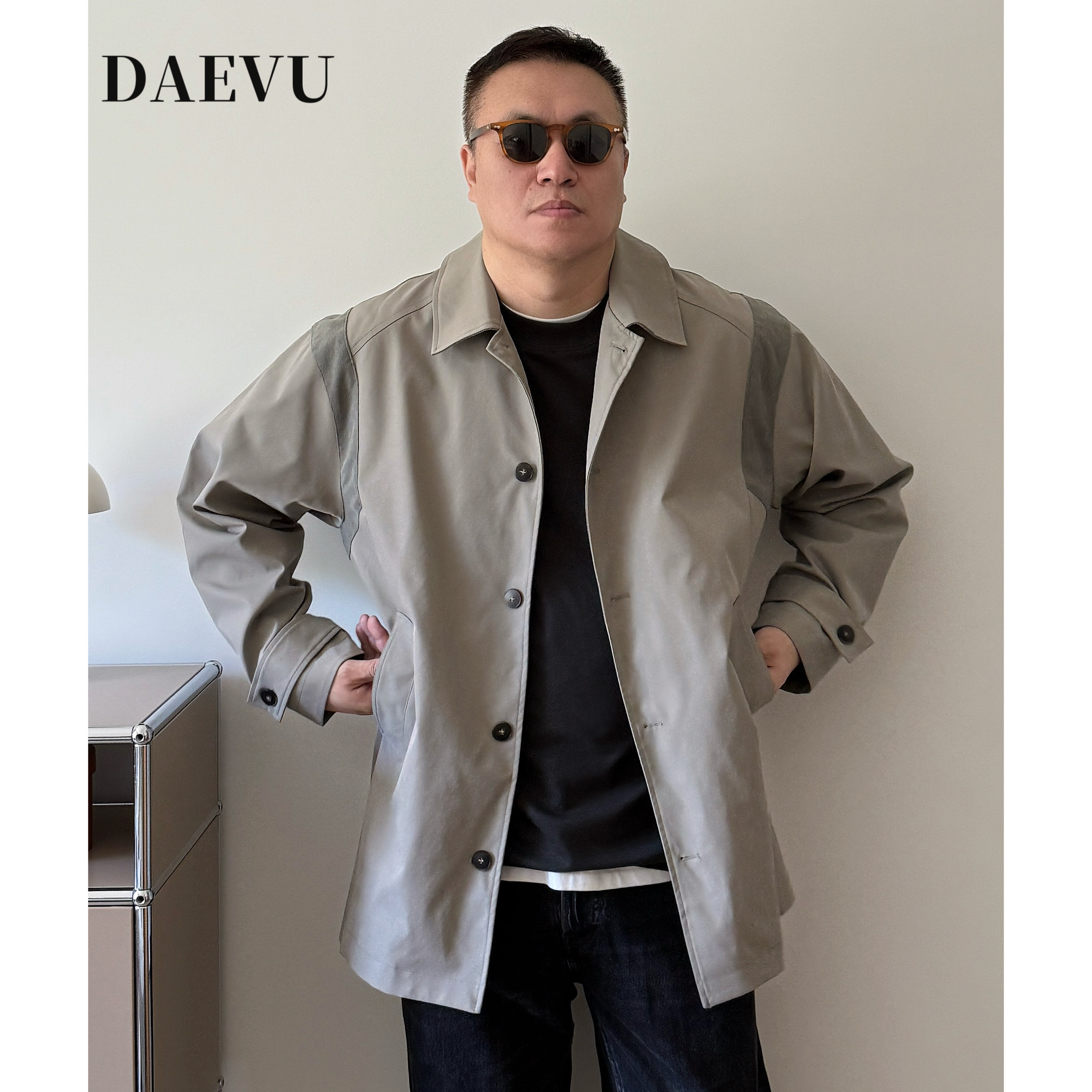 大码男装春季廓版风衣