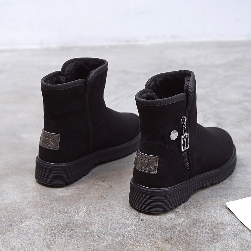 新款真皮加绒加厚防滑面包雪地靴