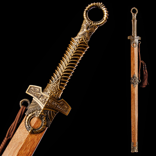 龙泉金属柄刀剑一体高锰钢宝剑素装唐剑汉剑冷兵器一体防身未开刃