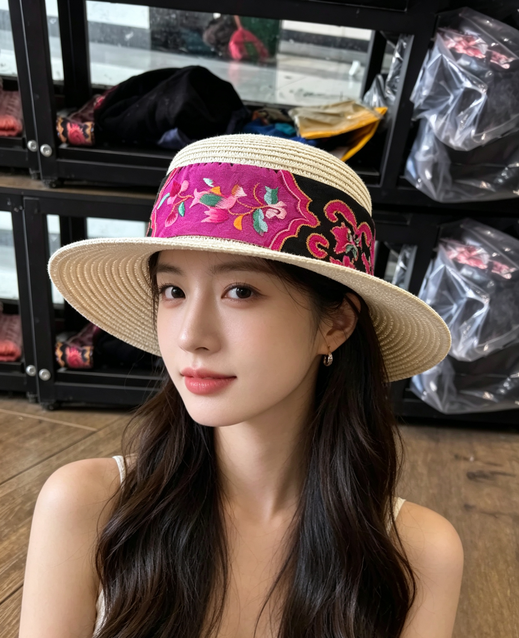 民族风国潮刺绣花休闲沙滩帽子女夏季盆帽礼帽百搭帽防晒遮阳出游