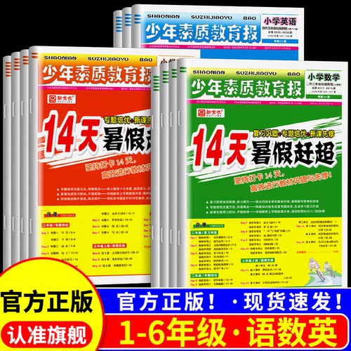 14天暑假赶超少年素质教育报一二年级三四年级六五年级上下册语文数学英语教材衔接作业 人教版北师冀教版暑假一本通新全优
