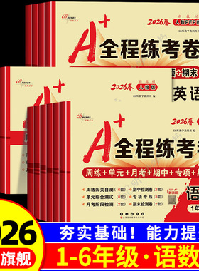 A+全程练考卷一二年级三年级四年级五年级六年级上册下册语文数学英语全套人教版北师大小学同步练习册单元测试卷考试卷子训练A十