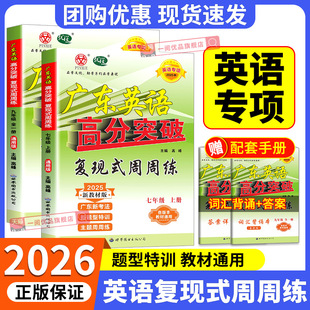广东英语高分突破英语复现式周周练七年级上九年级全一册英语专项训练初一英语阅读理解语法完型填空课标词汇必背单词英语练习册